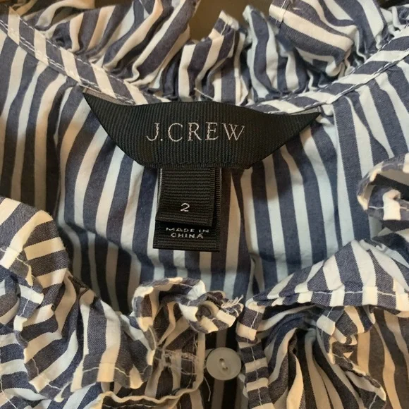 J. Crew Sleeveless Top Shirt Ruffles Stripes - Picture 4 of 8